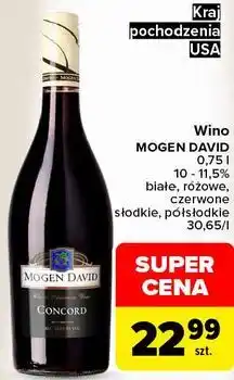 Carrefour Wino Mogen David Concord oferta