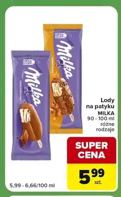 Carrefour Express Lody na patyku Milka Caramel Crunch oferta