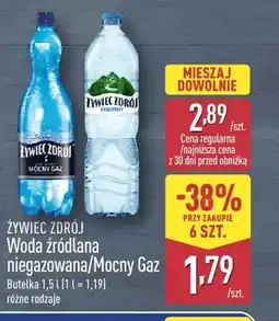 ALDI Woda źródlana gazowana Mocny Gaz Żywiec Zdrój oferta