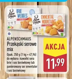 ALDI Przekąski serowe mix kawałki sera brie i sos borówkowy Alpenschmaus oferta