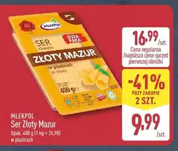 ALDI Ser Złoty Mazur w plastrach Mlekpol oferta