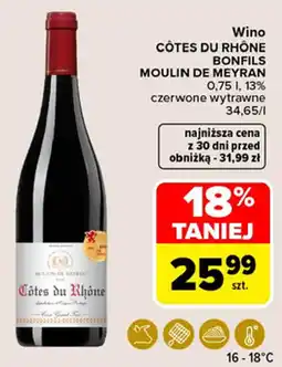 Carrefour Wino CÔTES DU RHÔNE BONFILS MOULIN DE MEYRAN oferta