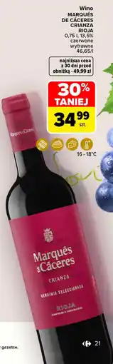 Carrefour Wino Marqués de Cáceres Crianza oferta