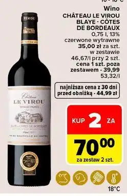 Carrefour Wino wytrawne Chateau Le Virou Blaye Cotes De Bordeaux oferta