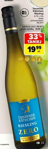 Carrefour Wino Tanzende Katzchen Riesling oferta