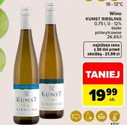 Carrefour Wino półwytrawne białe Kunst Riesling oferta