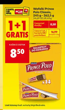 Biedronka Wafelki Prince Polo Classic, 245 g - 262,5 g oferta