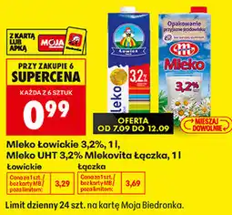 Biedronka Mleko Łowickie 3,2% / Mleko UHT 3,2% Mlekovita Łączka oferta