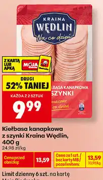 Biedronka Kiełbasa kanapkowa z szynki Kraina Wędlin oferta