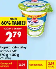 Biedronka Jogurt naturalny Primo Zott, 370 g + 30 g oferta