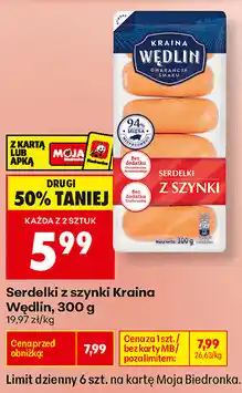Biedronka Serdelki z szynki Kraina Wędlin oferta
