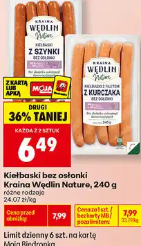 Biedronka Kiełbaski bez osłonki Kraina Wędlin Nature oferta