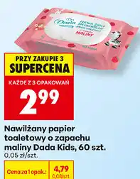 Biedronka Nawilżany papier toaletowy o zapachu maliny Dada Kids, 60 szt oferta