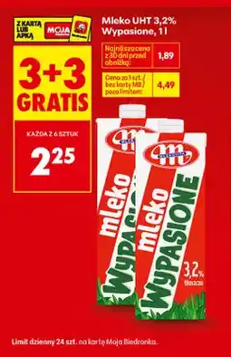 Biedronka Mleko UHT Wypasione Mlekovita 3,2% oferta