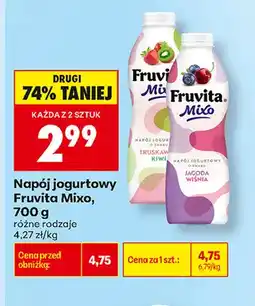 Biedronka Napój jogurtowy Fruvita Mixo jagoda-wiśnia oferta