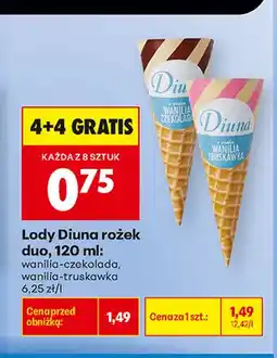Biedronka Lody Diuna rożek duo wanilia-czekolada oferta