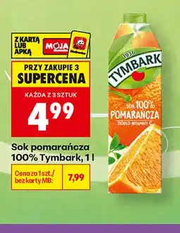 Biedronka Sok pomarańcza Tymbark 100% oferta