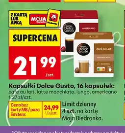Biedronka Kapsułki Dolce Gusto cafe au lait oferta