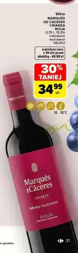 Carrefour Wino MARQUÉS DE CÁCERES CRIANZA RIOJA oferta