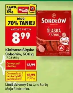 Biedronka Kiełbasa Śląska Sokołów, 500 g oferta