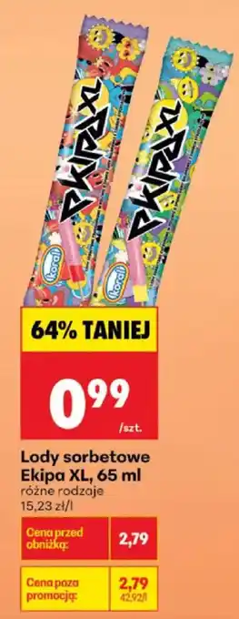 Biedronka Lody sorbetowe Ekipa XL oferta