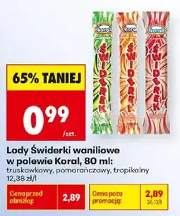 Biedronka Lody Świderki waniliowe w palewie Koral oferta