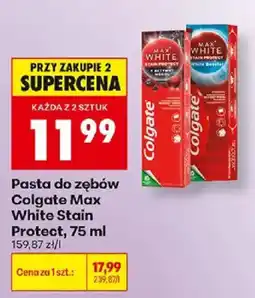 Biedronka Pasta do zębów Colgate Max White Stain Protect oferta