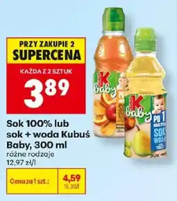 Biedronka Sok 100% lub sok + woda Kubuś Baby oferta