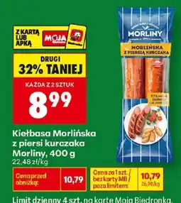 Biedronka Kiełbasa Morlińska z piersi kurczaka oferta