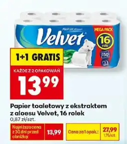Biedronka Papier toaletowy z ekstraktem z aloesu Velvet oferta