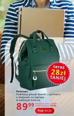 Poczta Polska Peterson Podróżny plecak damski z poliestru z miejscem na laptopa w zielonym kolorze oferta