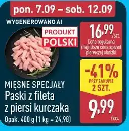 ALDI Mięsne specjały Paski z fileta z piersi z kurczaka oferta