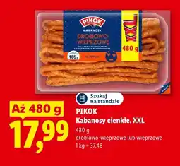 Lidl Kabanosy cienkie drobiowo-wieprzowe XXL Pikok oferta