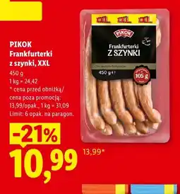Lidl Frankfurterki z szynki Pikok XXL oferta