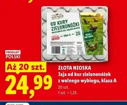 Lidl Jaja od kur zielononóżek z wolnego wybiegu Złota Nioska 20 szt oferta