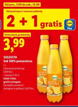 Lidl Sok 100% pomarańcza Solevita oferta
