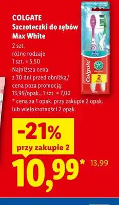 Lidl Szczoteczki do zębów Colgate Max White 2-pak oferta