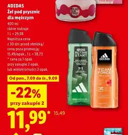 Lidl Żel pod prysznic dla mężczyzn Adidas Active Start oferta