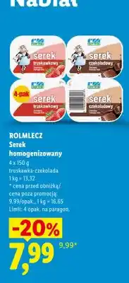 Lidl Serek homogenizowany Rolmlecz truskawka-czekolada 4-pak oferta