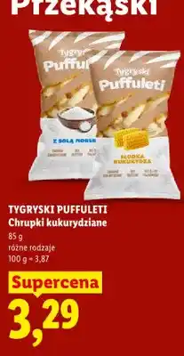 Lidl Chrupki kukurydziane Tygryski Puffuleti z solą morską oferta