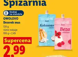 Lidl Deserek mus Owolovo Kokosowe ciastko oferta