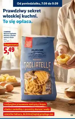 Lidl Makaron Tagliatelle Combino tłoczony z użyciem matrycy z brązu oferta