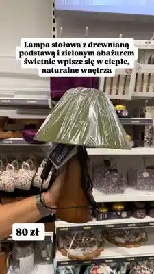 Pepco Lampa stołowa Home Selected z drewnianą podstawą i zielonym abażurem oferta