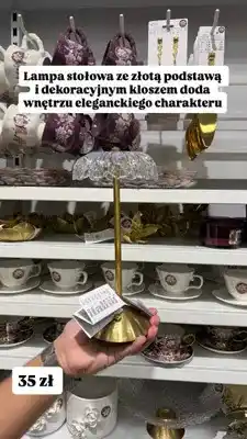 Pepco Lampa stołowa Pepco Home ze złotą podstawą i dekoracyjnym kloszem oferta