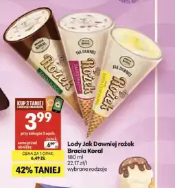 Delikatesy Centrum Lody Jak Dawniej rożek śmietankowy z wiśniami Bracia Koral oferta
