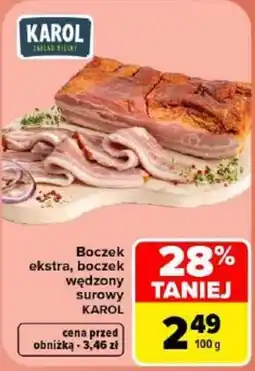 Carrefour Market Boczek ekstra, boczek wędzony surowy KAROL oferta