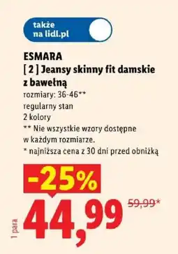 Lidl ESMARA Jeansy skinny fit damskie z bawełną oferta