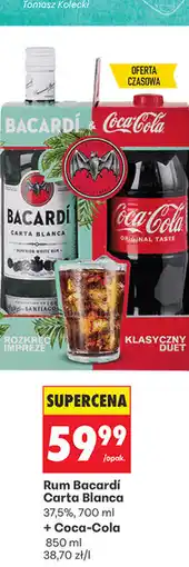 Biedronka Rum Bacardí Carta Blanca 37,5%, 700 ml + Coca-Cola 850 ml oferta