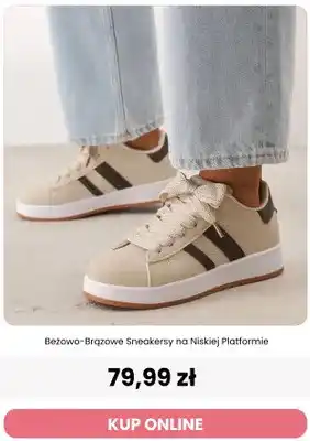 Beżowo-brązowe sneakersy na niskiej platformie Renee