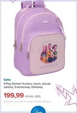 Smyk Plecak szkolny K-Pop Demon Hunters Iconic 3-komorowy fioletowy Safta oferta